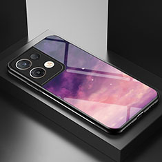 Coque Contour Silicone et Vitre Motif Fantaisie Miroir Etui Housse LS1 pour Oppo Reno8 Pro 5G Violet