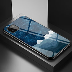 Coque Contour Silicone et Vitre Motif Fantaisie Miroir Etui Housse LS1 pour Samsung Galaxy A22 5G Bleu