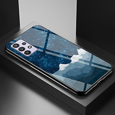 Coque Contour Silicone et Vitre Motif Fantaisie Miroir Etui Housse LS1 pour Samsung Galaxy A32 4G Bleu