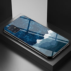 Coque Contour Silicone et Vitre Motif Fantaisie Miroir Etui Housse LS1 pour Samsung Galaxy A71 4G A715 Bleu