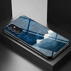 Coque Contour Silicone et Vitre Motif Fantaisie Miroir Etui Housse LS1 pour Samsung Galaxy A82 5G Bleu