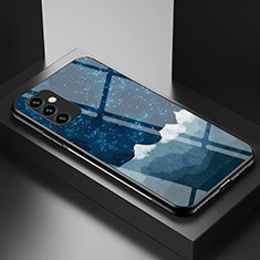 Coque Contour Silicone et Vitre Motif Fantaisie Miroir Etui Housse LS1 pour Samsung Galaxy F23 5G Bleu