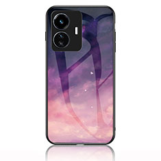 Coque Contour Silicone et Vitre Motif Fantaisie Miroir Etui Housse LS1 pour Vivo iQOO Z6 Lite 5G Violet