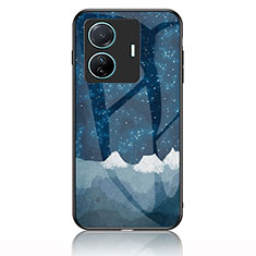 Coque Contour Silicone et Vitre Motif Fantaisie Miroir Etui Housse LS1 pour Vivo iQOO Z6 Pro 5G Bleu