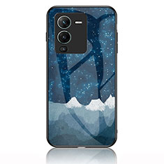 Coque Contour Silicone et Vitre Motif Fantaisie Miroir Etui Housse LS1 pour Vivo V25 Pro 5G Bleu