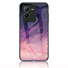 Coque Contour Silicone et Vitre Motif Fantaisie Miroir Etui Housse LS1 pour Vivo V25 Pro 5G Violet