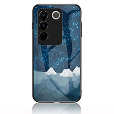 Coque Contour Silicone et Vitre Motif Fantaisie Miroir Etui Housse LS1 pour Vivo V27 Pro 5G Bleu