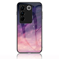 Coque Contour Silicone et Vitre Motif Fantaisie Miroir Etui Housse LS1 pour Vivo V27 Pro 5G Violet