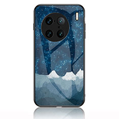 Coque Contour Silicone et Vitre Motif Fantaisie Miroir Etui Housse LS1 pour Vivo X90 Pro+ Plus 5G Bleu