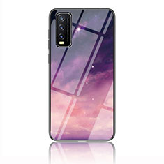 Coque Contour Silicone et Vitre Motif Fantaisie Miroir Etui Housse LS1 pour Vivo Y12A Violet