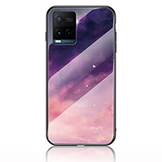 Coque Contour Silicone et Vitre Motif Fantaisie Miroir Etui Housse LS1 pour Vivo Y21 Violet