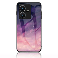 Coque Contour Silicone et Vitre Motif Fantaisie Miroir Etui Housse LS1 pour Vivo Y22 Violet