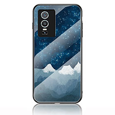 Coque Contour Silicone et Vitre Motif Fantaisie Miroir Etui Housse LS1 pour Vivo Y74s 5G Bleu