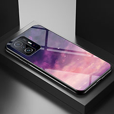 Coque Contour Silicone et Vitre Motif Fantaisie Miroir Etui Housse LS1 pour Xiaomi Mi 11T Pro 5G Violet