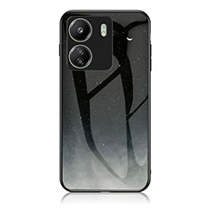 Coque Contour Silicone et Vitre Motif Fantaisie Miroir Etui Housse LS1 pour Xiaomi Poco C65 Gris