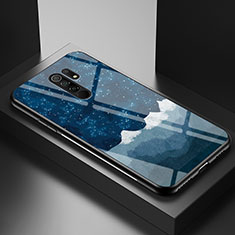 Coque Contour Silicone et Vitre Motif Fantaisie Miroir Etui Housse LS1 pour Xiaomi Redmi 9 Prime India Bleu