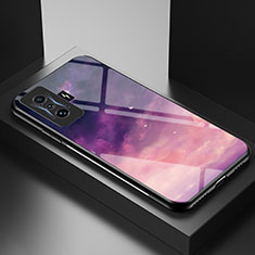 Coque Contour Silicone et Vitre Motif Fantaisie Miroir Etui Housse LS1 pour Xiaomi Redmi K50 Gaming 5G Violet