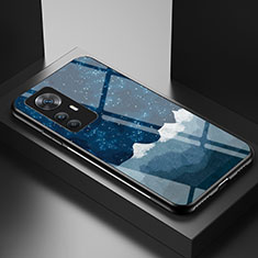 Coque Contour Silicone et Vitre Motif Fantaisie Miroir Etui Housse LS1 pour Xiaomi Redmi K50 Ultra 5G Bleu