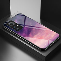 Coque Contour Silicone et Vitre Motif Fantaisie Miroir Etui Housse LS1 pour Xiaomi Redmi K50 Ultra 5G Violet