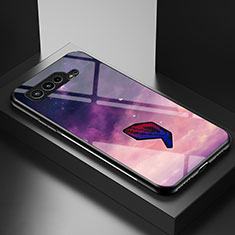 Coque Contour Silicone et Vitre Motif Fantaisie Miroir Etui Housse LS2 pour Asus ROG Phone 5 Pro Violet