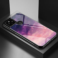 Coque Contour Silicone et Vitre Motif Fantaisie Miroir Etui Housse LS2 pour Google Pixel 4a 5G Violet