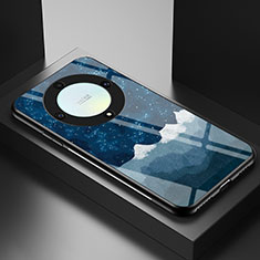 Coque Contour Silicone et Vitre Motif Fantaisie Miroir Etui Housse LS2 pour Huawei Honor X9a 5G Bleu
