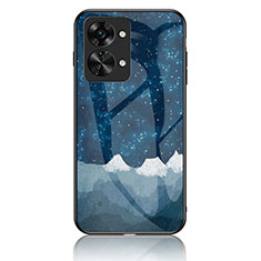 Coque Contour Silicone et Vitre Motif Fantaisie Miroir Etui Housse LS2 pour OnePlus Nord 2T 5G Bleu