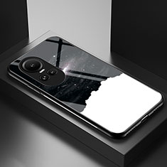 Coque Contour Silicone et Vitre Motif Fantaisie Miroir Etui Housse LS2 pour Oppo Reno10 Pro 5G Noir