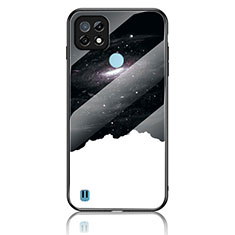 Coque Contour Silicone et Vitre Motif Fantaisie Miroir Etui Housse LS2 pour Realme C21 Noir