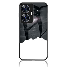 Coque Contour Silicone et Vitre Motif Fantaisie Miroir Etui Housse LS2 pour Realme C55 Noir