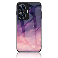 Coque Contour Silicone et Vitre Motif Fantaisie Miroir Etui Housse LS2 pour Realme C55 Violet