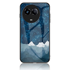 Coque Contour Silicone et Vitre Motif Fantaisie Miroir Etui Housse LS2 pour Realme Narzo 60x 5G Bleu