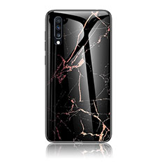 Coque Contour Silicone et Vitre Motif Fantaisie Miroir Etui Housse LS2 pour Samsung Galaxy A70 Or et Noir