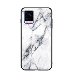 Coque Contour Silicone et Vitre Motif Fantaisie Miroir Etui Housse LS2 pour Vivo V20 (2021) Blanc