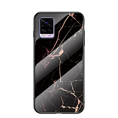 Coque Contour Silicone et Vitre Motif Fantaisie Miroir Etui Housse LS2 pour Vivo V20 (2021) Or et Noir