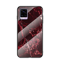 Coque Contour Silicone et Vitre Motif Fantaisie Miroir Etui Housse LS2 pour Vivo V20 (2021) Rouge