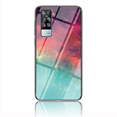 Coque Contour Silicone et Vitre Motif Fantaisie Miroir Etui Housse LS2 pour Vivo Y51 (2021) Rouge