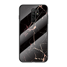 Coque Contour Silicone et Vitre Motif Fantaisie Miroir Etui Housse LS2 pour Xiaomi Poco M2 Or et Noir