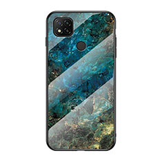 Coque Contour Silicone et Vitre Motif Fantaisie Miroir Etui Housse LS2 pour Xiaomi Redmi 9 Activ Bleu