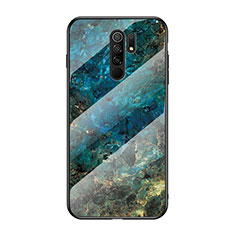 Coque Contour Silicone et Vitre Motif Fantaisie Miroir Etui Housse LS2 pour Xiaomi Redmi 9 Bleu