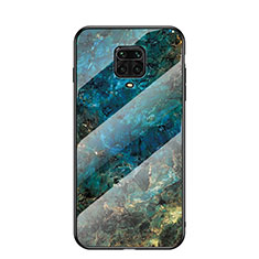 Coque Contour Silicone et Vitre Motif Fantaisie Miroir Etui Housse LS2 pour Xiaomi Redmi Note 9 Pro Bleu