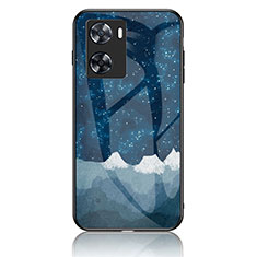 Coque Contour Silicone et Vitre Motif Fantaisie Miroir Etui Housse LS4 pour Oppo A57 4G Bleu