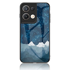 Coque Contour Silicone et Vitre Motif Fantaisie Miroir Etui Housse LS4 pour Oppo Reno8 Pro+ Plus 5G Bleu