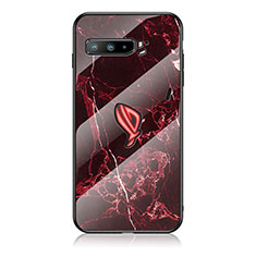 Coque Contour Silicone et Vitre Motif Fantaisie Miroir Etui Housse pour Asus ROG Phone 3 Rouge