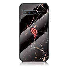 Coque Contour Silicone et Vitre Motif Fantaisie Miroir Etui Housse pour Asus ROG Phone 3 Strix ZS661KS Or et Noir