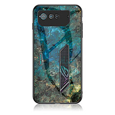 Coque Contour Silicone et Vitre Motif Fantaisie Miroir Etui Housse pour Asus ROG Phone 6 Bleu