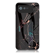 Coque Contour Silicone et Vitre Motif Fantaisie Miroir Etui Housse pour Asus ROG Phone 6 Or et Noir