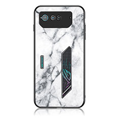 Coque Contour Silicone et Vitre Motif Fantaisie Miroir Etui Housse pour Asus ROG Phone 6 Pro Blanc