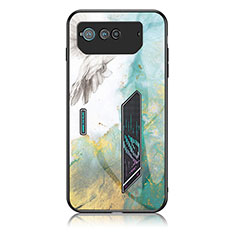 Coque Contour Silicone et Vitre Motif Fantaisie Miroir Etui Housse pour Asus ROG Phone 6 Pro Vert