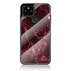 Coque Contour Silicone et Vitre Motif Fantaisie Miroir Etui Housse pour Google Pixel 5 Rouge